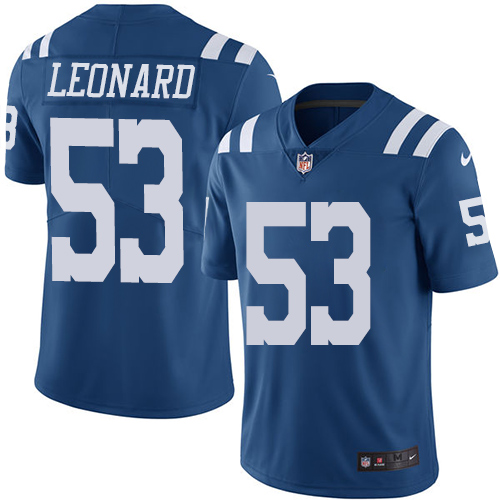 Indianapolis Colts 53 Limited Darius Leonard Royal Blue Nike NFL Youth Rush Vapor Untouchable Jersey